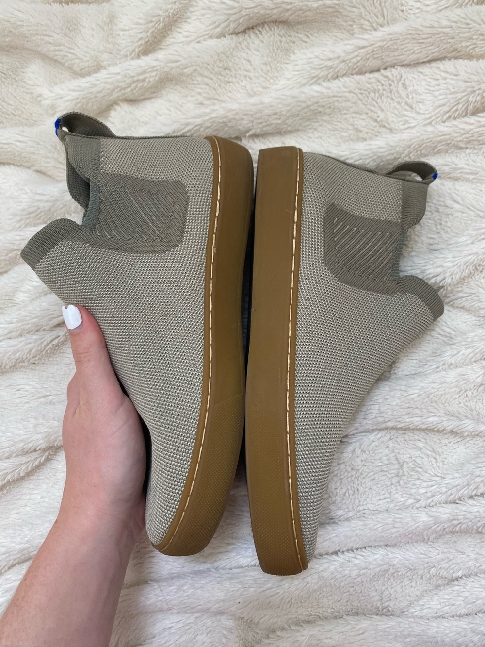 Rothy's The Chelsea ankle boots sage green high top sneakers Sz 7 - Picture 2 of 7